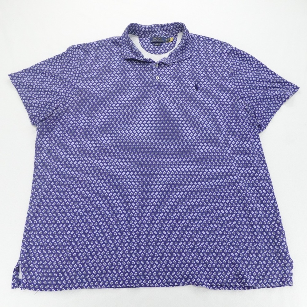Polo Ralph Lauren Shirt‎ Mens XXL Blue Paisley Classic Fit Polo Pony Preppy